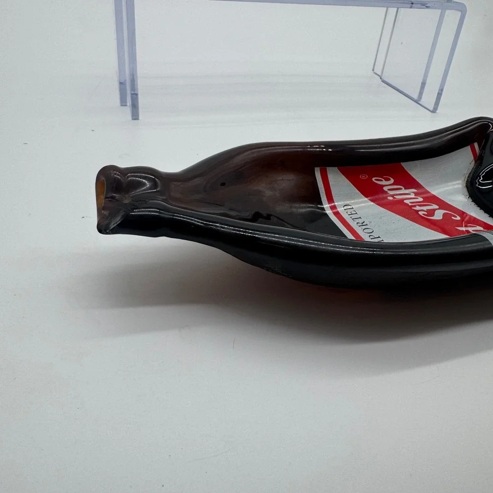 Red Stripe Melted Beer Bottle Tray Recycled Slumped Glass Spoon Rest Barware